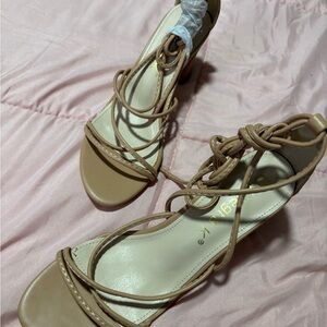 Allegra K Nude Strappy Heels